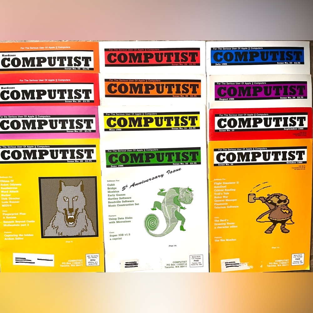 12 Hardcore Computist Issues. 1980’s. Vintage Rare Collectible. Superb Condition